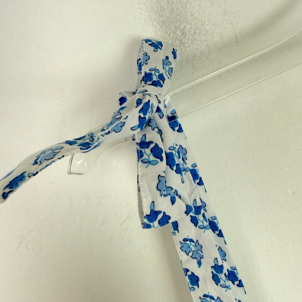 J. Crew Factory Smocked Tie-Shoulder Tank Top White Blue Size XS EUC - Picture 4 of 9